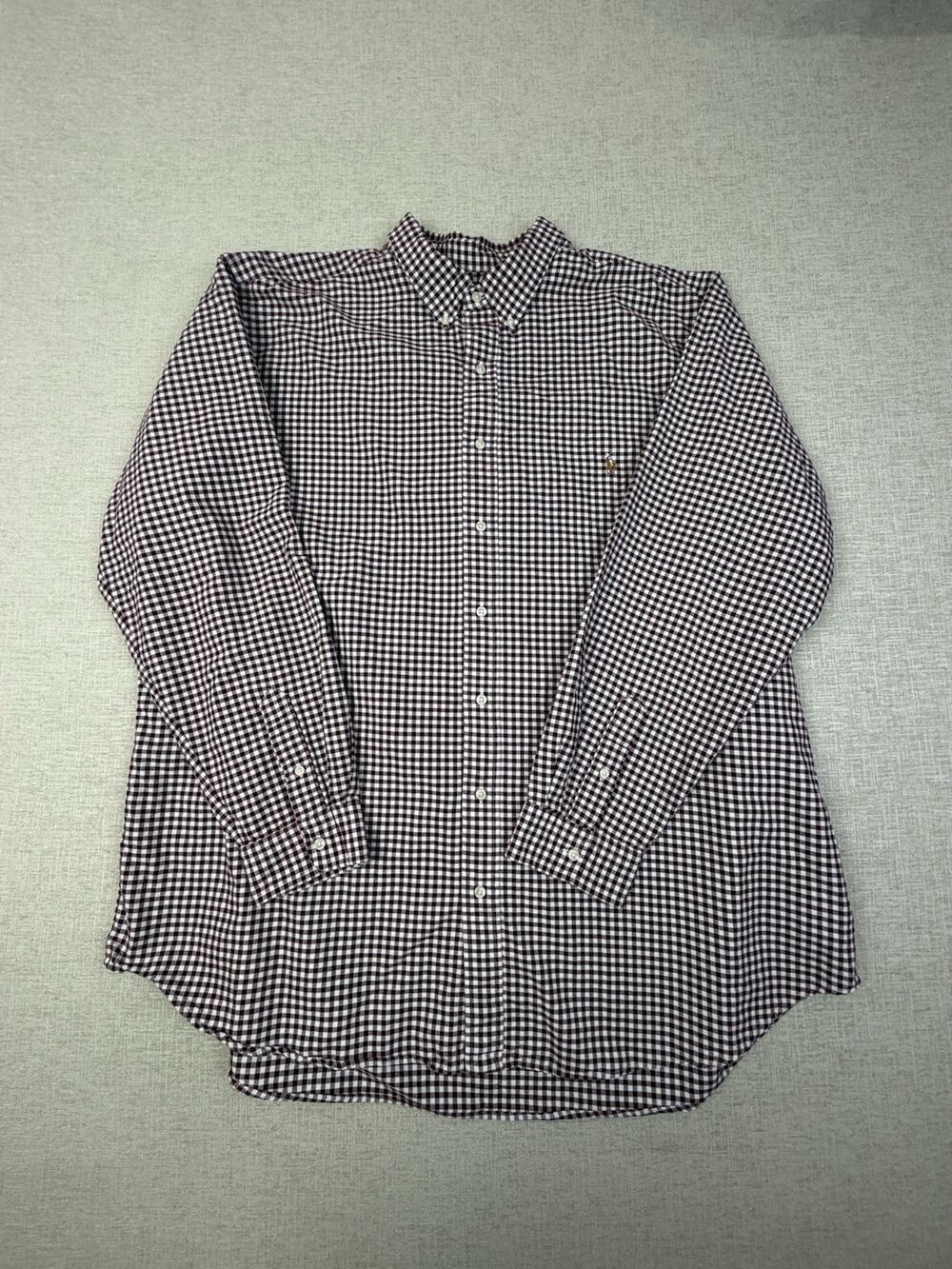 Polo Ralph Lauren Shirt Men’s 3XLT Burgundy Gingham Classic Fit Cotton Button